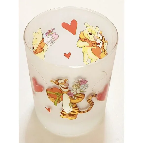 Winnie The Pooh Tigger Piglet VALENTINE'S DAY Frosted Glass Candle Holder 4.25" - Picture 2 of 12